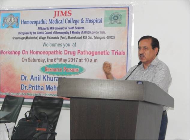 Workshop on Homoeopathic Drug Pathogenetic Trials at JIMS Homoeopathic Medical College & Hospital, Hyderabad
